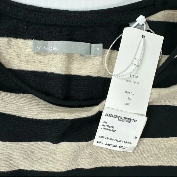 Vince Mens Sz S Striped Tee NWT - Picture 6 of 8
